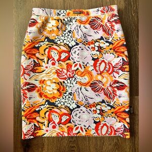 J. McLaughlin Hale Women Reversible Floral / Houndstooth Pencil‎ Skirt Size S